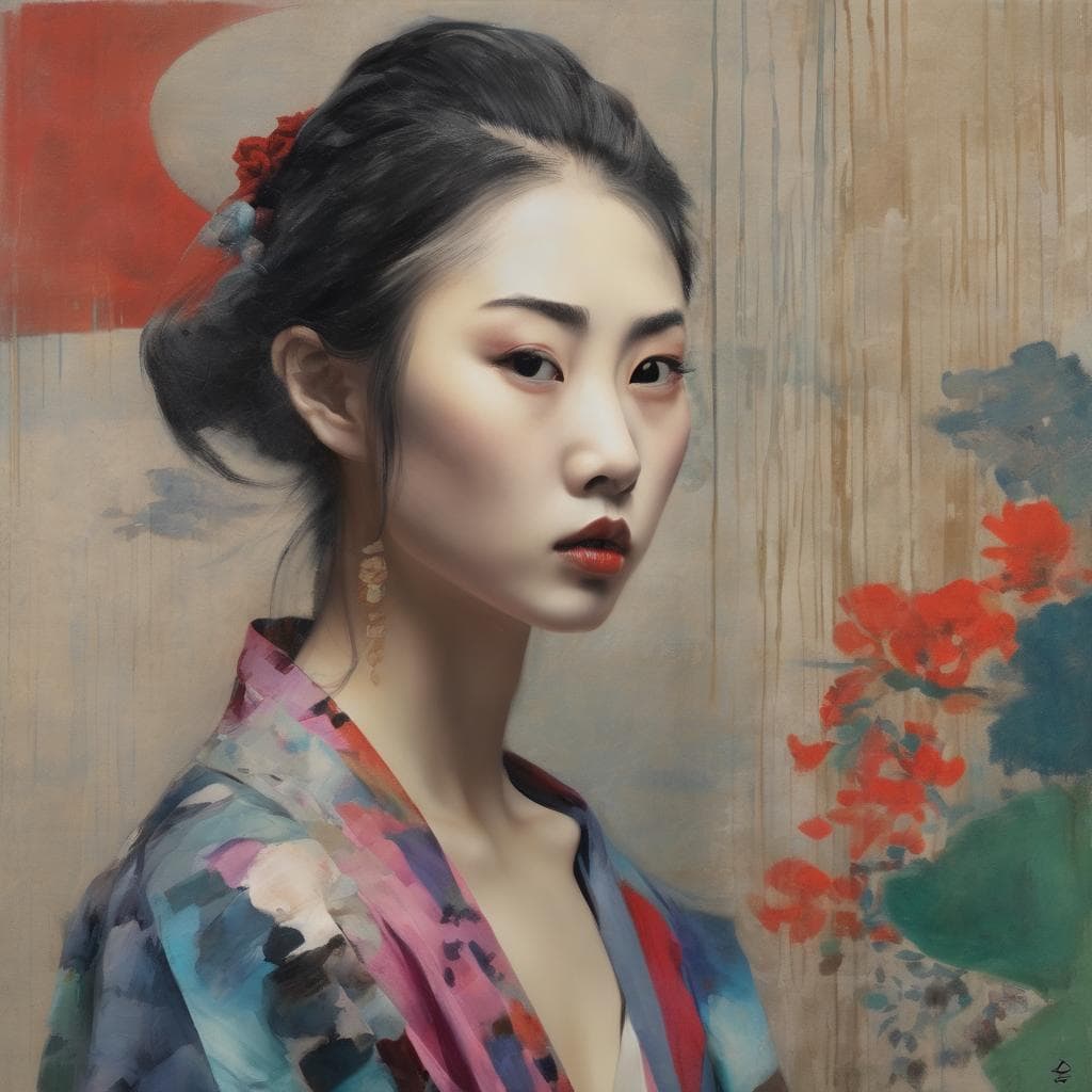 Ιαπωνική γυναίκα με παραδοσιακή ενδυμασία και μοχλό, δεδομένης της κουλτούρας και της αισθητικής.