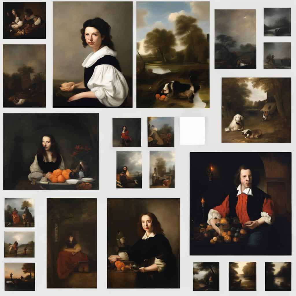 Γραμματόσημα αντιστάσεων της δημιουργίας σε έργα τέχνης, ζωγραφική και σκηνές φύσης.